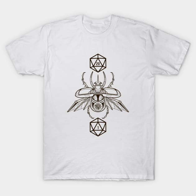 Scarab D20 Dice Critical Hit and Critical Fail Dungeons Crawler and Dragons Slayer Tabletop RPG Addict T-Shirt by pixeptional